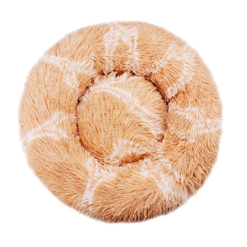 Dog sleeping in round bed — machine washable eco plush