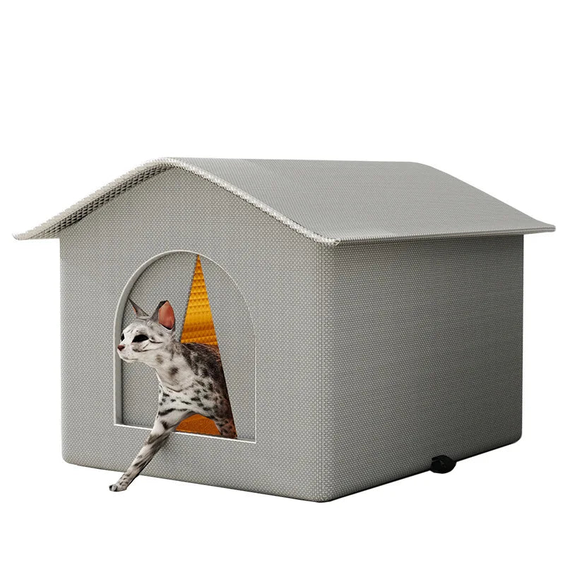 Dogora outdoor den setup in garden grey and blue colors