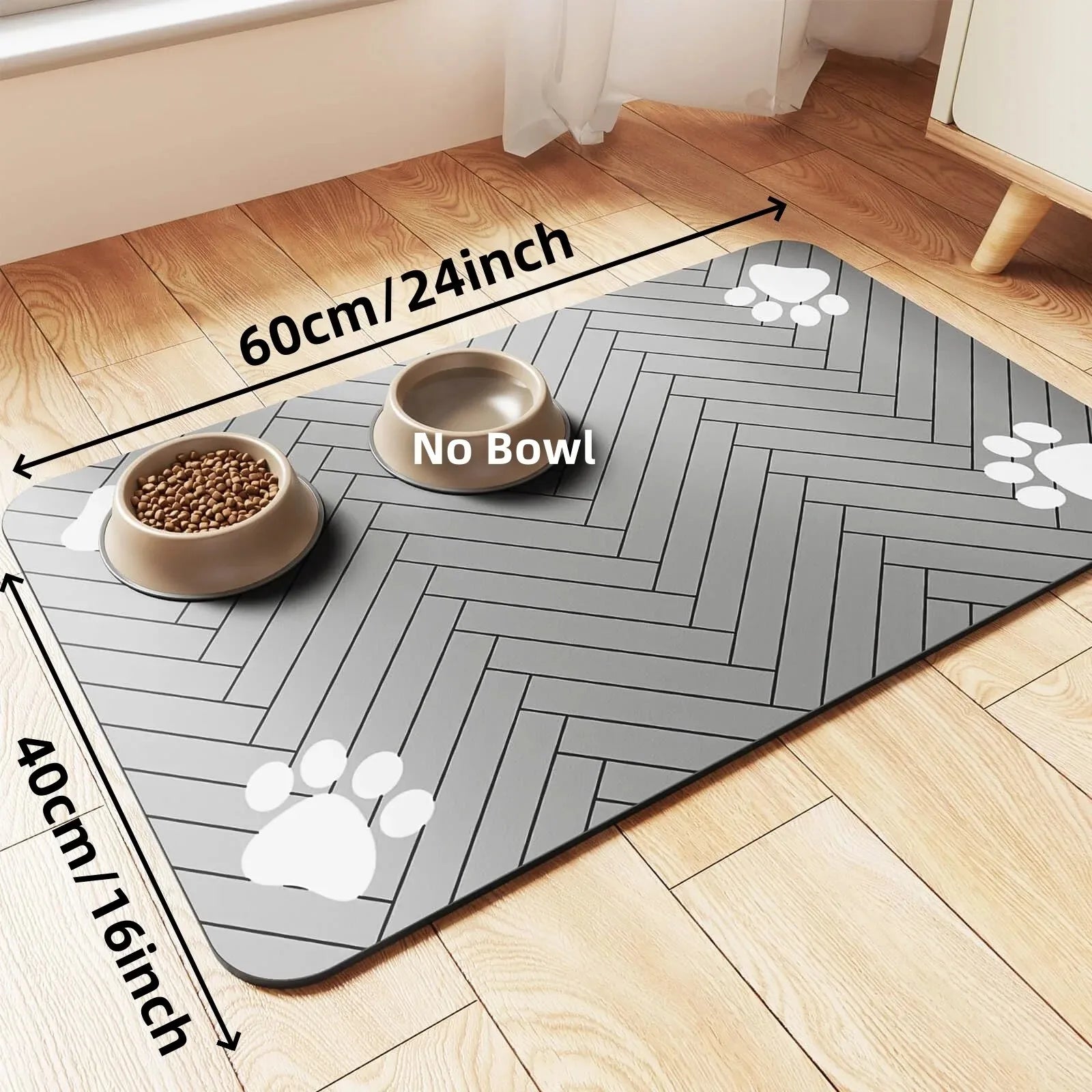 Grey feeding mat under dog water bowl kitchen Dogora
