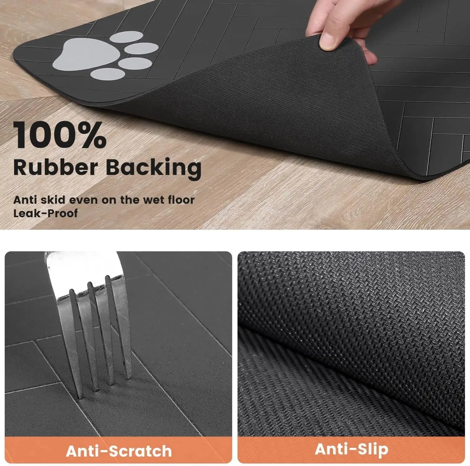Pet mat non-slip stays in place dog food bowl Dogora