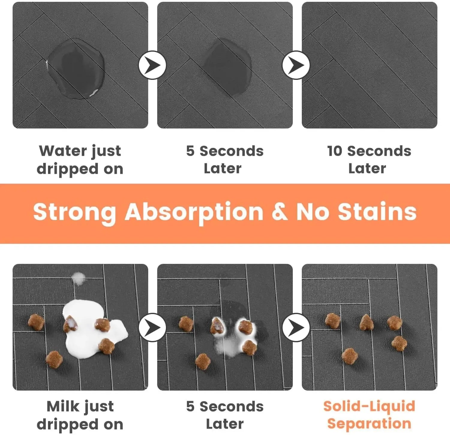 Dog bowls on Dogora feeding mat — clean floors no splash