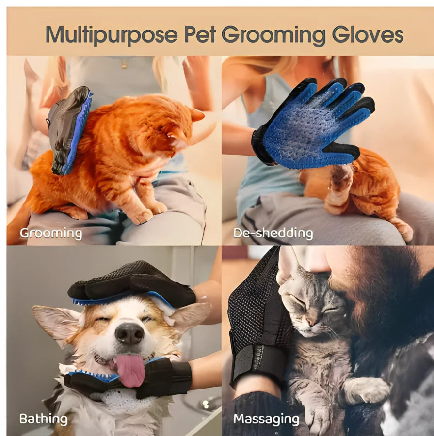Pet grooming massage glove close-up silicone nodules