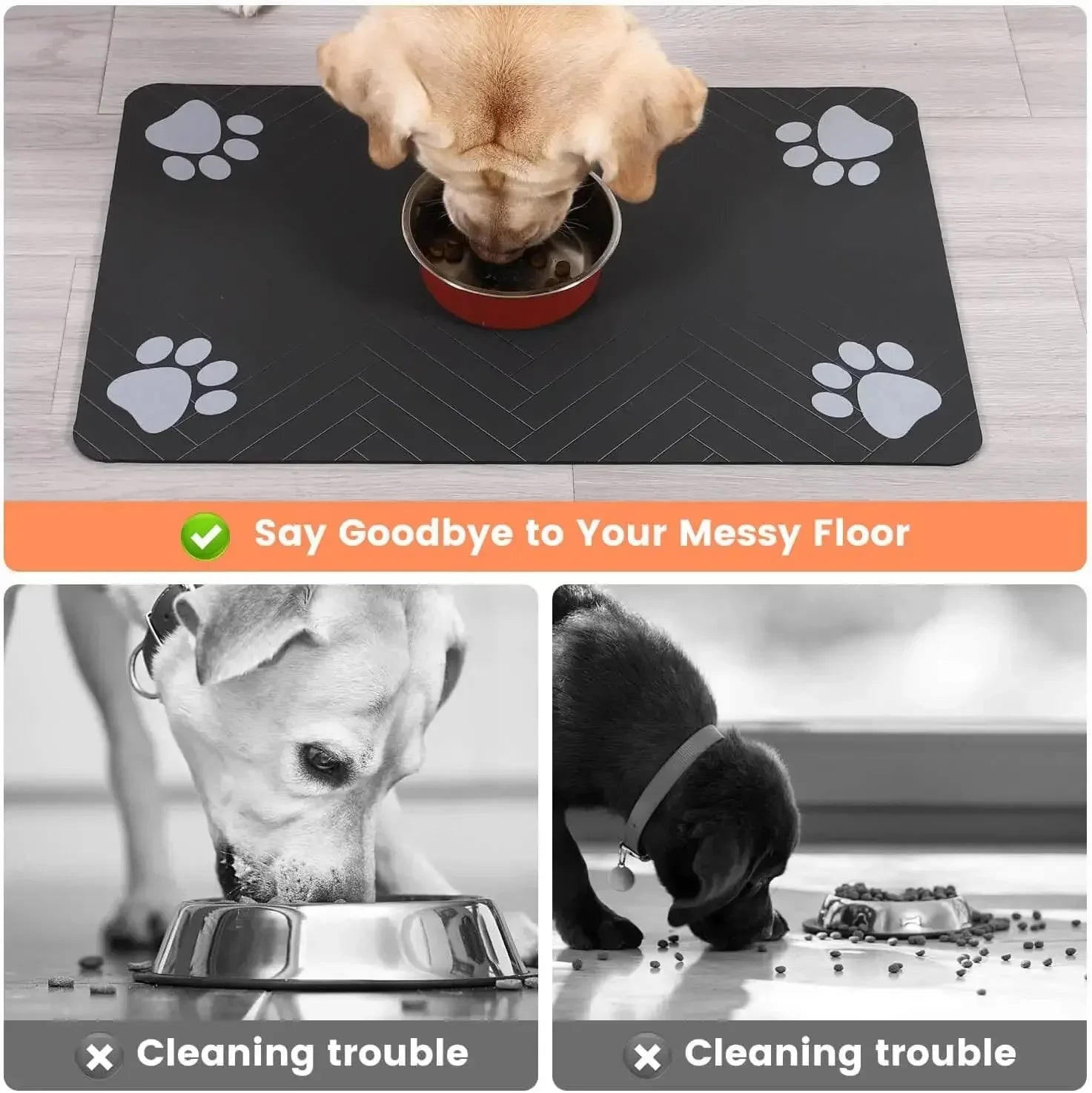 Feeding mat absorbent surface quick dry black grey Dogora