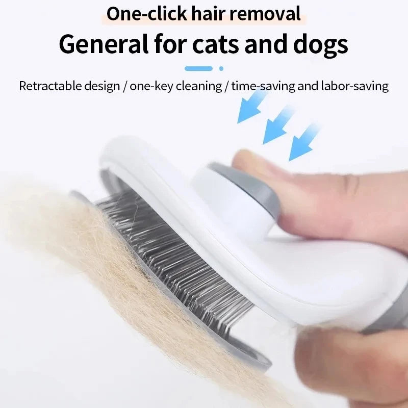 Dogora slicker brush self-cleaning button demonstration