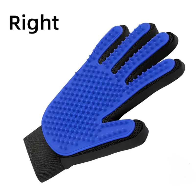 Grooming glove adjustable wrist strap left right hand