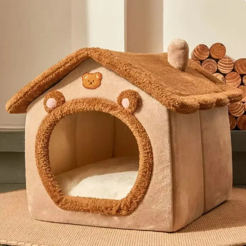 Anxious dog resting in cave bed — anxiety relief Dogora