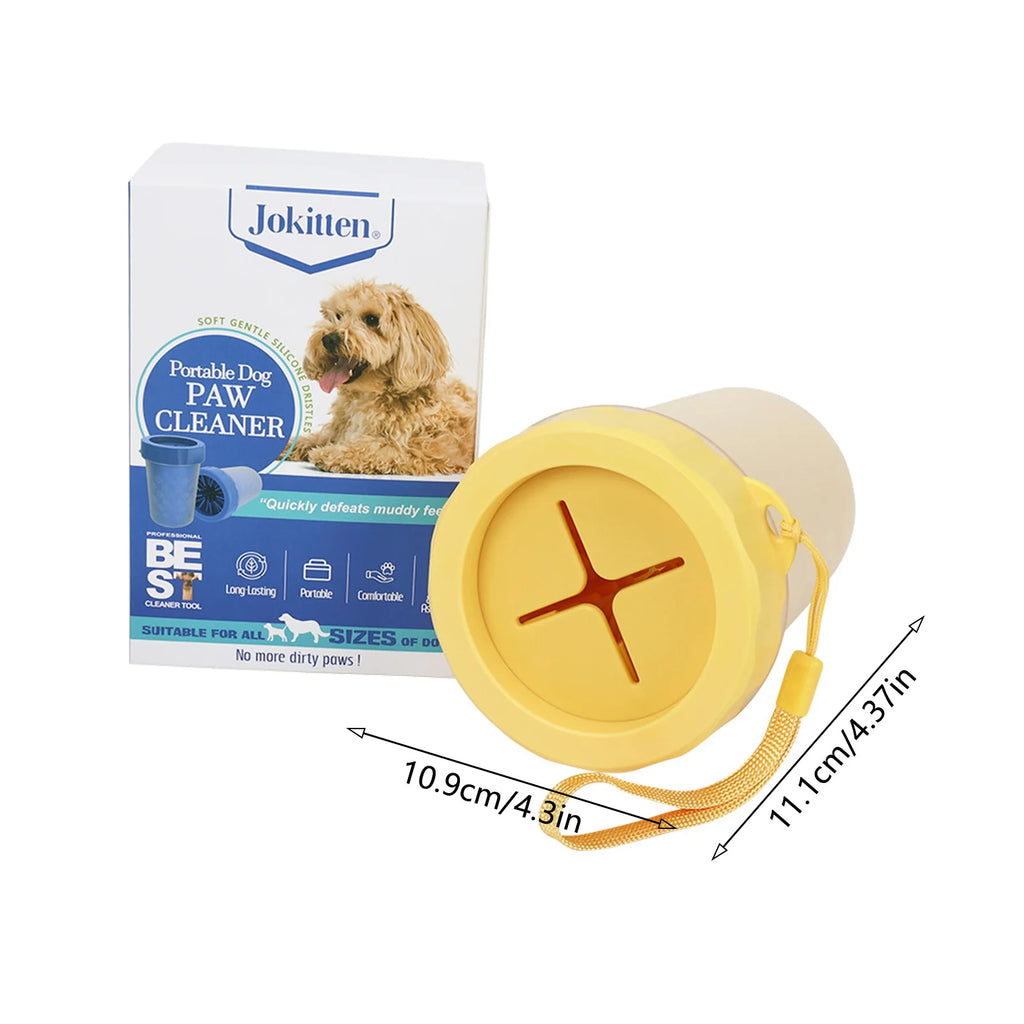 BPA-free silicone paw cleaner for dogs yellow and blue