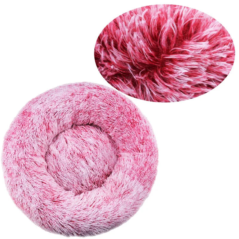 Round dog bed raised cushion sides security warmth Dogora
