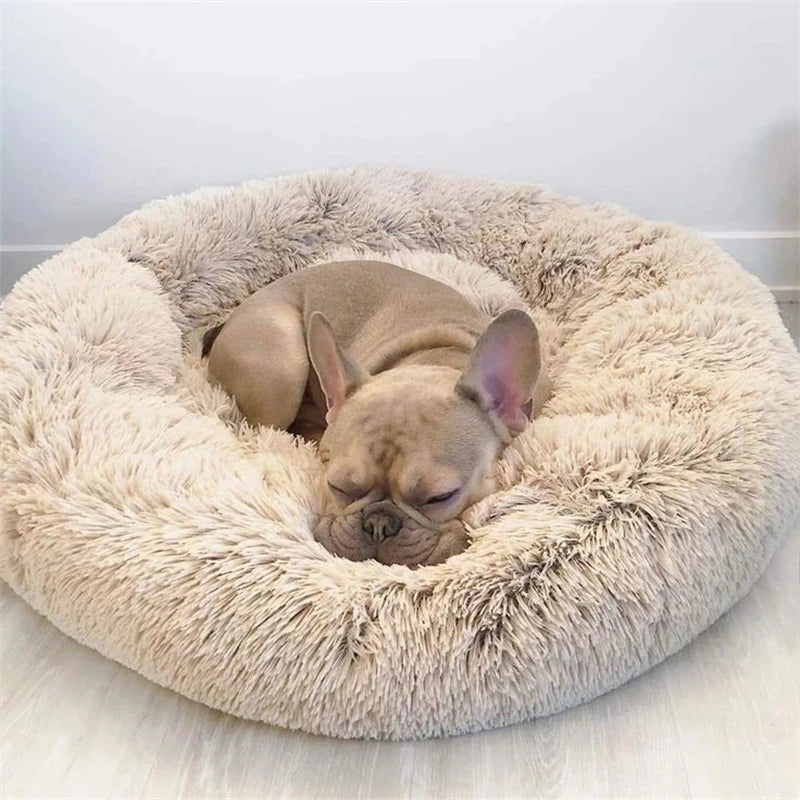 Round dog bed multiple colors beige grey blush pink Dogora